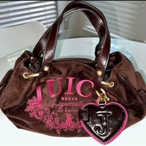 Juicy Couture Chocolate Brown Bag with Pink Embroidery